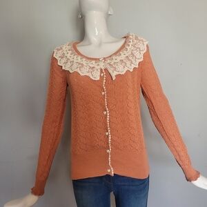 Peach Frill Cardigan, VGUC, Approximate Size M